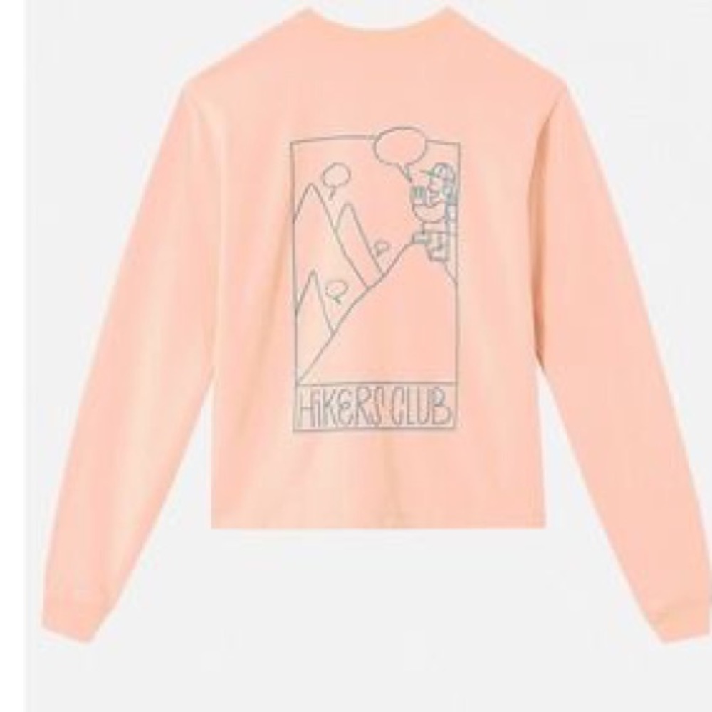 Outdoor Voices Hikers Club Long Sleeve Graphic Tee in Peach